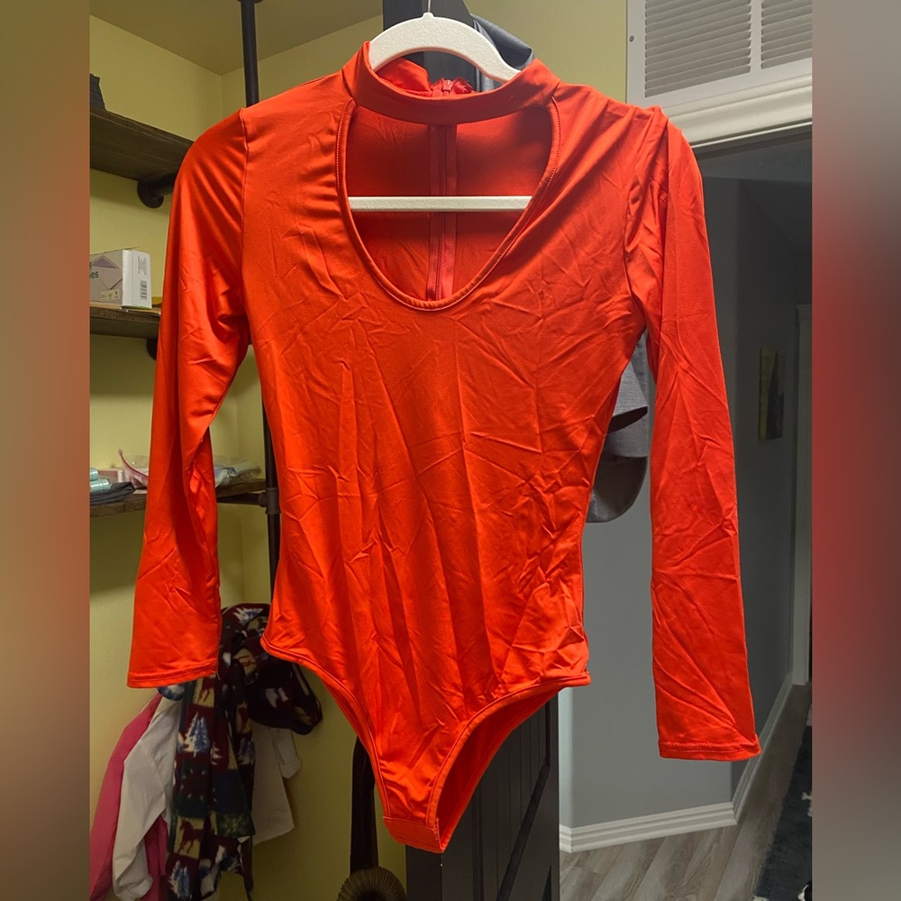 Vibrant Red Long Sleeve Bodysuit